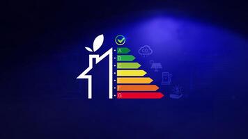 Energy efficiency concept, energy efficiency rating for energy efficient house building rate label audit, Renewable energy concept. for background. photo