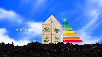 Energy efficiency concept, energy efficiency rating for energy efficient house building rate label audit, Renewable energy concept. for background. photo