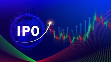 IPO, Initial public offering concept, virtual IPO word with stock graph for boosting the growth by IPO process for background. photo