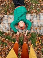 Happy Child Having Fun in Autumn Park photo