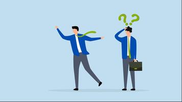 Bad habit blame other, 4k animation of frustrated business manager forgives this mistake and points out other mistakes. video