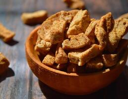 Basreng Bakso Goreng or Fried Meatballs is a snack usually made from fish balls which are sliced and then fried. Basreng is made in various flavors original, spicy and other flavors. photo