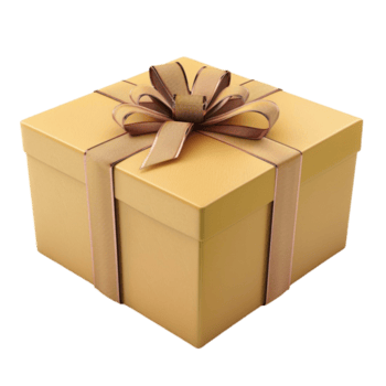 guld gåva låda med rosett på transparent bakgrund ai-generativ png