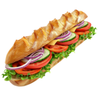 Fresh Sub Sandwich With Lettuce Tomato And Onion on Transparent Background AI-Generative png