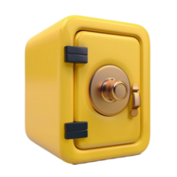 Yellow Safe Box on Transparent Background AI-Generative png