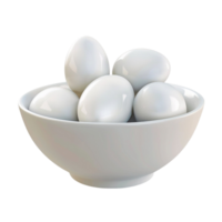 Chicken Egg, White Eggs in Ceramic Bowls on Transparent Background AI-Generative png