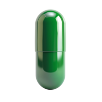 Single Green Capsule Pill on Transparent Background AI-Generative png
