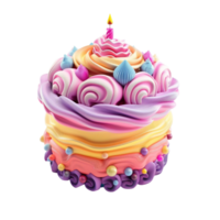 Cake with Candle on Top on Transparent Background AI-Generative png