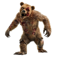 Bear with Blood on Face and Claws on Transparent Background AI-Generative png