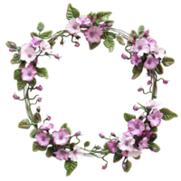 Wreath of Pink Flowers on Transparent Background AI-Generative png