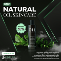 New Natural Oil Serum Product Skincare social media post banner design Free Editable psd