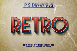 Retro Editable Text Effect psd
