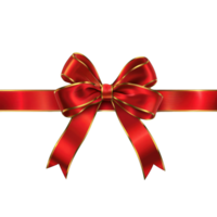 Red realistic bow ribbon, gift wrap decoration, isolated on a transparent background. , cutout, or clipping path. png