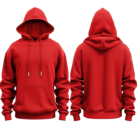 Red hoodie jacket mock up isolated on white background. 3d rendering, 3d illustration. isolated, transparent background png
