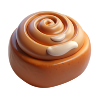3D rendering of a cinnamon roll with white frosting on top png