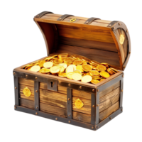 Treasure Chest With Gold Coins Isolated on Transparent Background png
