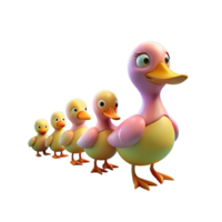 a cartoon duck family with one duck in front of the others png