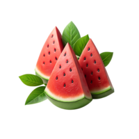 watermelon slices with leaves on a transparent background png