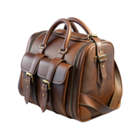 Man's expensive leather bag with zippered png