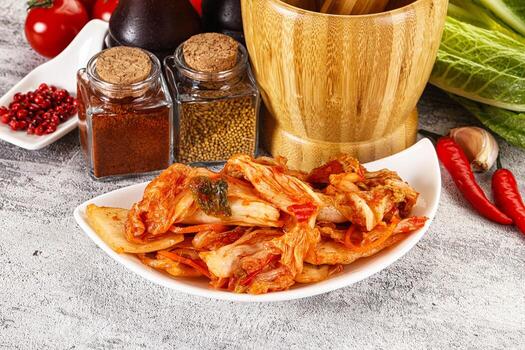 coreano cocina fermentado repollo kimchi foto