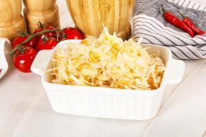 Homemade fermented cabbage Sauerkraut photo