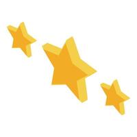 Three golden stars are floating on a white background vector
