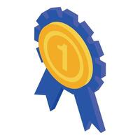 Blue award ribbon showing number one for first place recognition vector