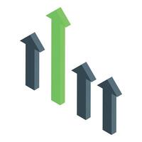 Green arrow surpassing competitors in growth and business success vector