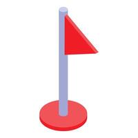Red triangular flag pointing right on a flagpole vector