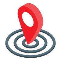 Red location pin pointing inside multiple circles target vector