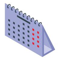 Office calendar showing important week with red squares vector