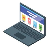 Laptop showing web design and programming interface vector