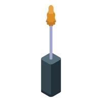 Mascara applying makeup brush standing in container vector