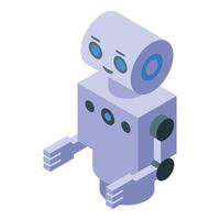 Isometric white robot smiling with blue eyes vector