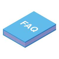 Blue faq book lying open providing answers to frequently asked questions vector