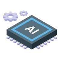 Modern microchip using artificial intelligence with gears working vector