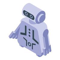 Modern robot standing with arms outstretched isometric icon vector