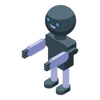 Friendly robot standing and greeting isometric icon vector