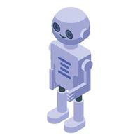 Smiling robot standing with arms by its side isometric icon vector