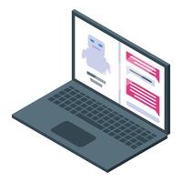 Chatbot communicating on laptop screen using artificial intelligence vector