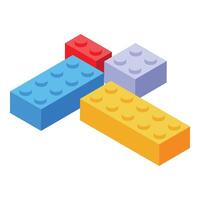Colorful building blocks forming a structure isometric view vector