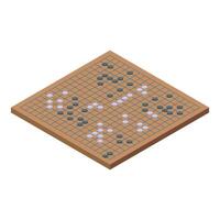 Go game board playing strategy isometric icon vector