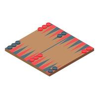 Backgammon board isometric view showing playing pieces vector