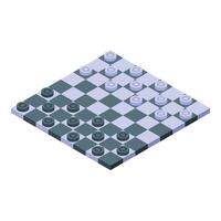 Checkerboard with game pieces showing a strategic game being played vector