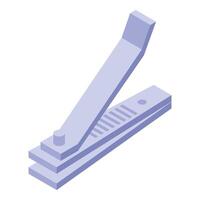 Nail clipper lying open showing cutting edges in isometric view vector