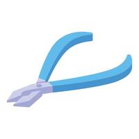 Blue pliers cutting wire with sharp blades isometric view vector