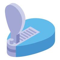 Blue hole punch creating hole in paper strip isometric view vector