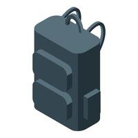 Modern backpack standing up with multiple compartments for travel and school vector