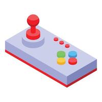 Retro gamepad isometric with red joystick and colorful buttons vector