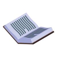 Open book with text lines is lying open on table vector